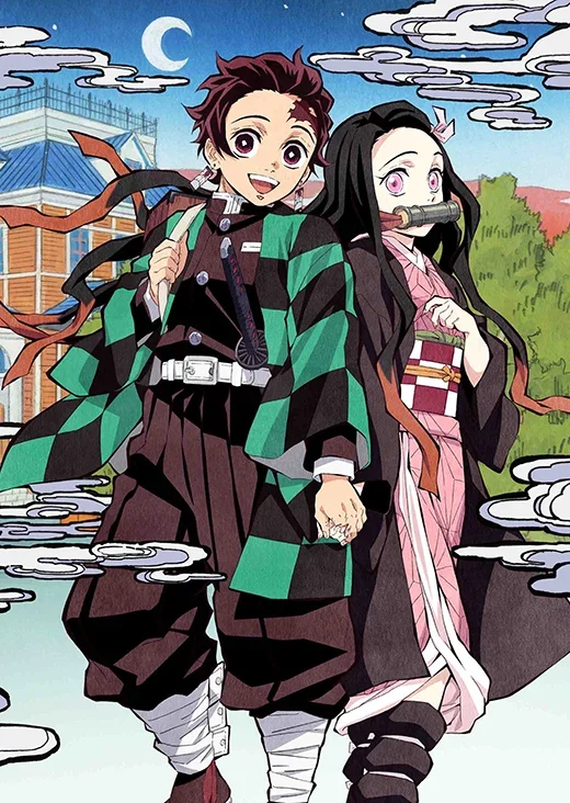 Demon Slayer : visuel officiel avec Tanjiro et Nezuko pour un guide de découverte
