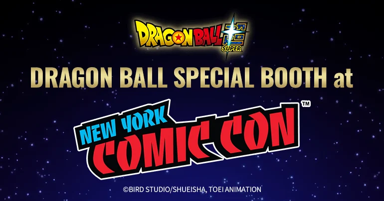 Bannière officielle du stand Dragon Ball au New York Comic Con 2026