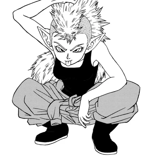 Illustration en noir et blanc de Miza dans Dragon Ball Super