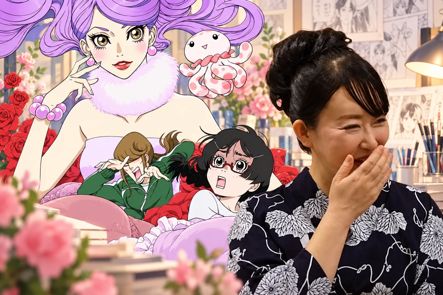 Illustration éditoriale non officielle consacrée aux 25 ans de carrière d'Akiko Higashimura et à ses débuts comme réalisatrice