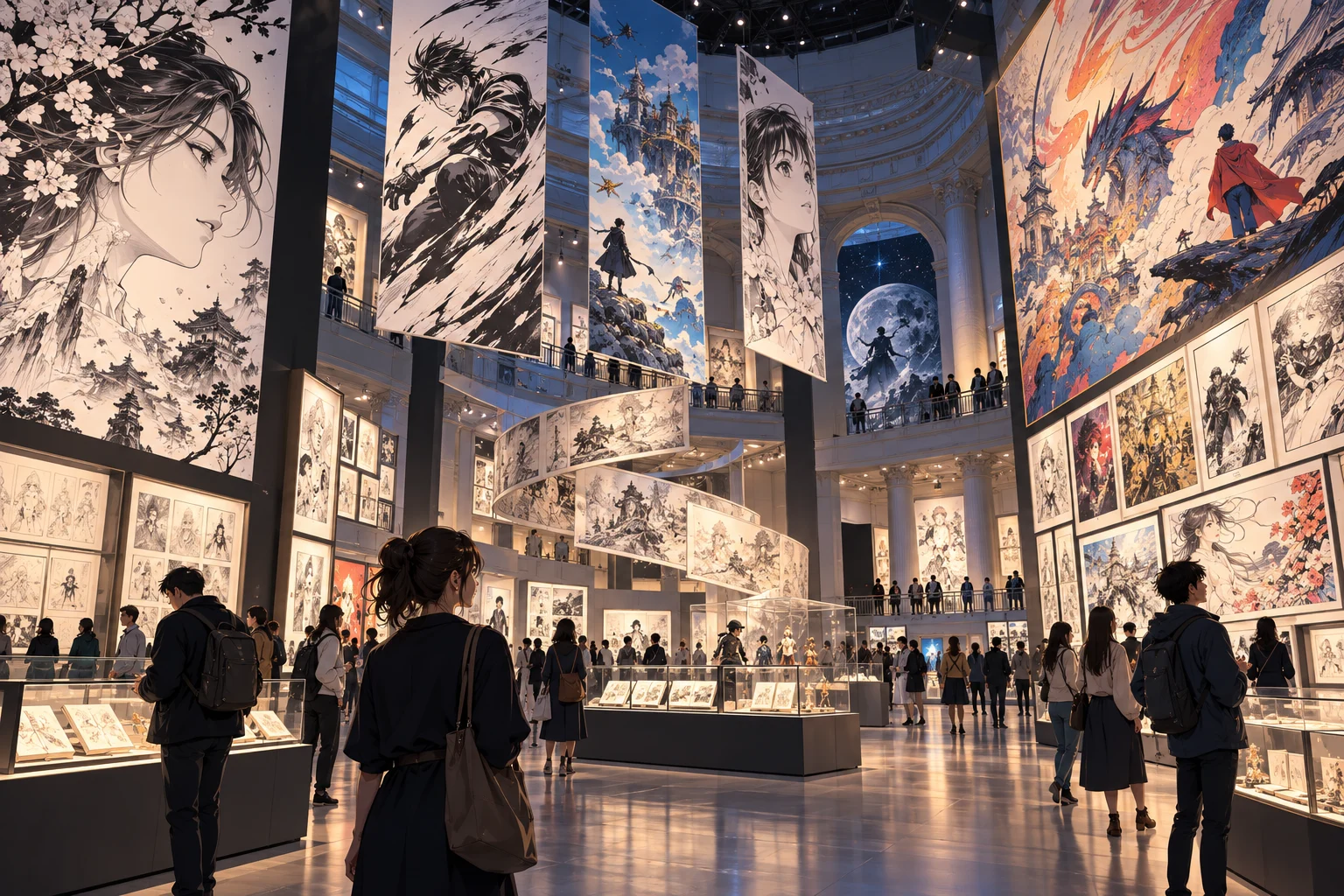 Illustration originale générée par IA pour un article consacré à Art of Manga au Brooklyn Museum, visuel non officiel