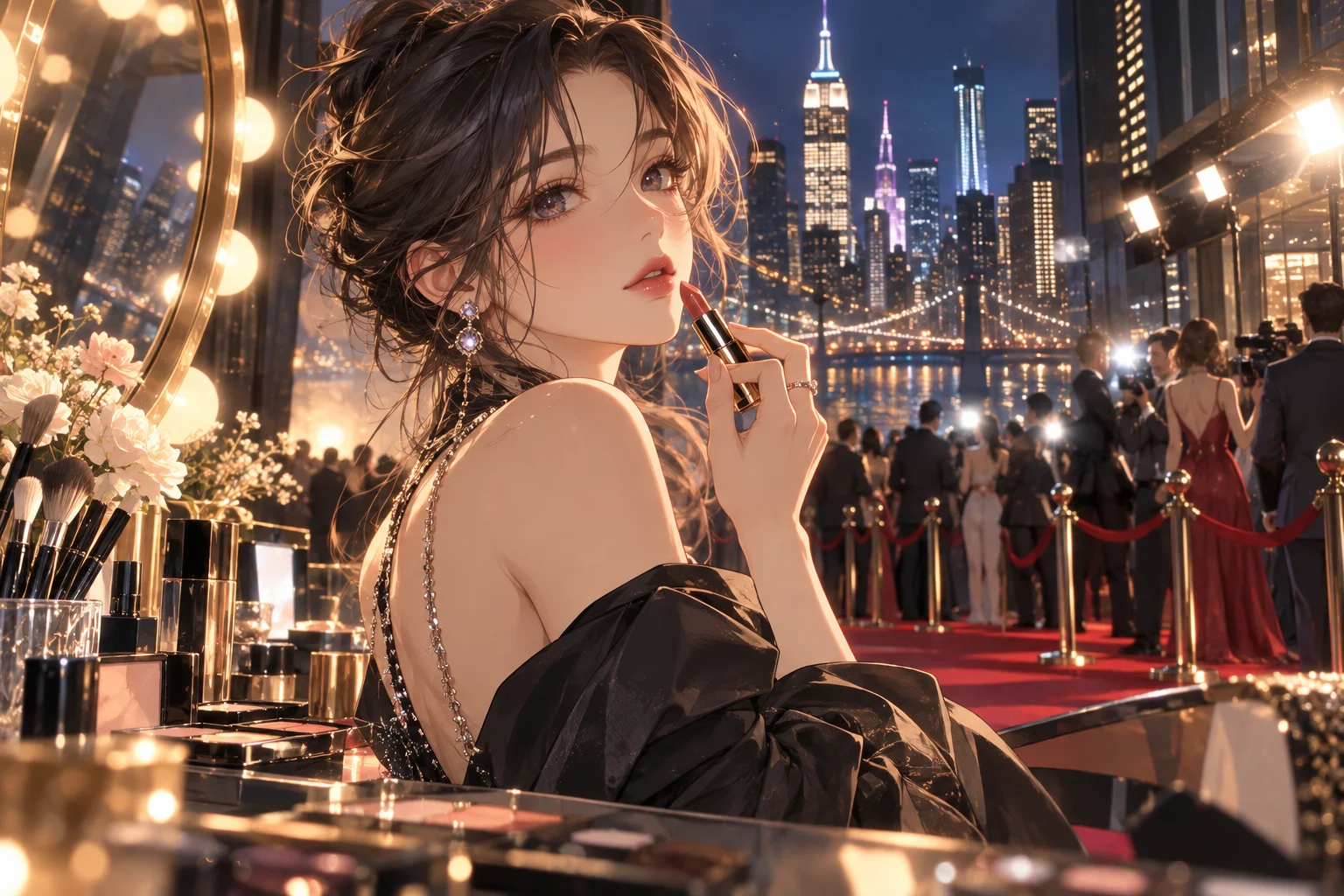 Illustration originale générée par IA pour un article sur Bless, anime consacré à la mode et au maquillage, visuel non officiel
