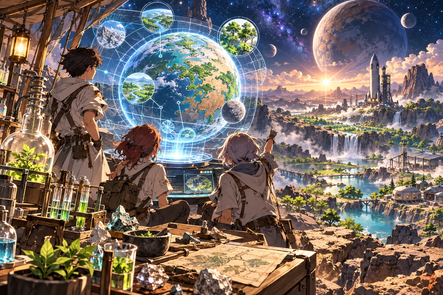 Illustration originale générée par IA pour l'annonce de Dr. Stone Terraforming, visuel non officiel