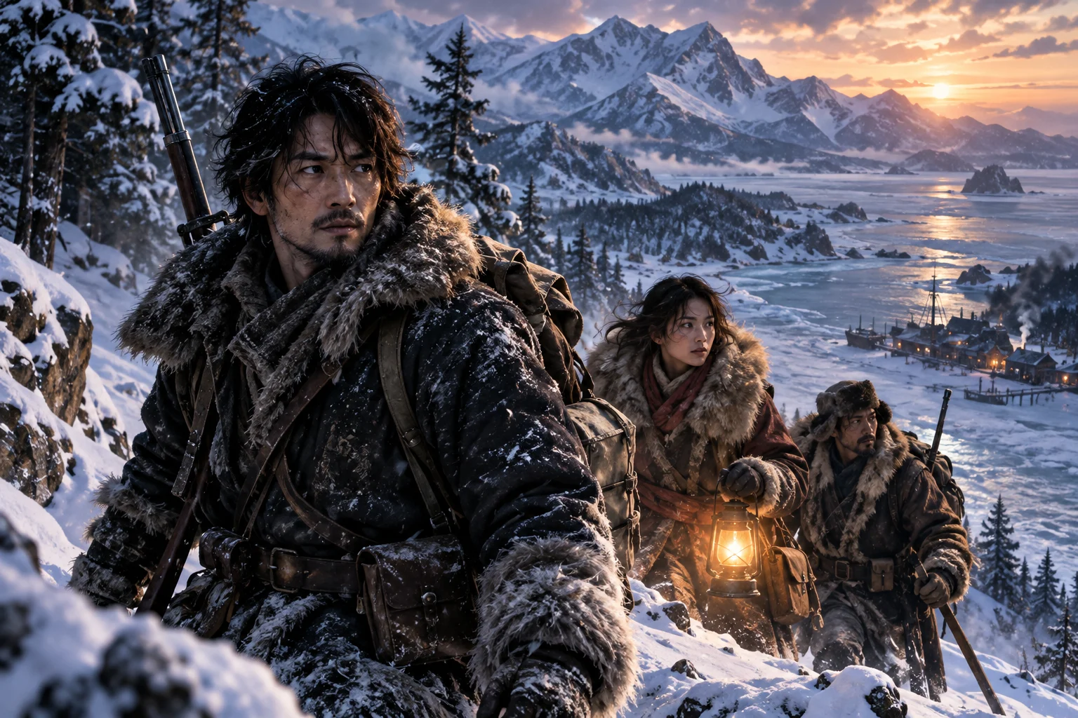 Illustration originale générée par IA pour un article consacré à Golden Kamuy et à son arc Karafuto en live-action, visuel non officiel