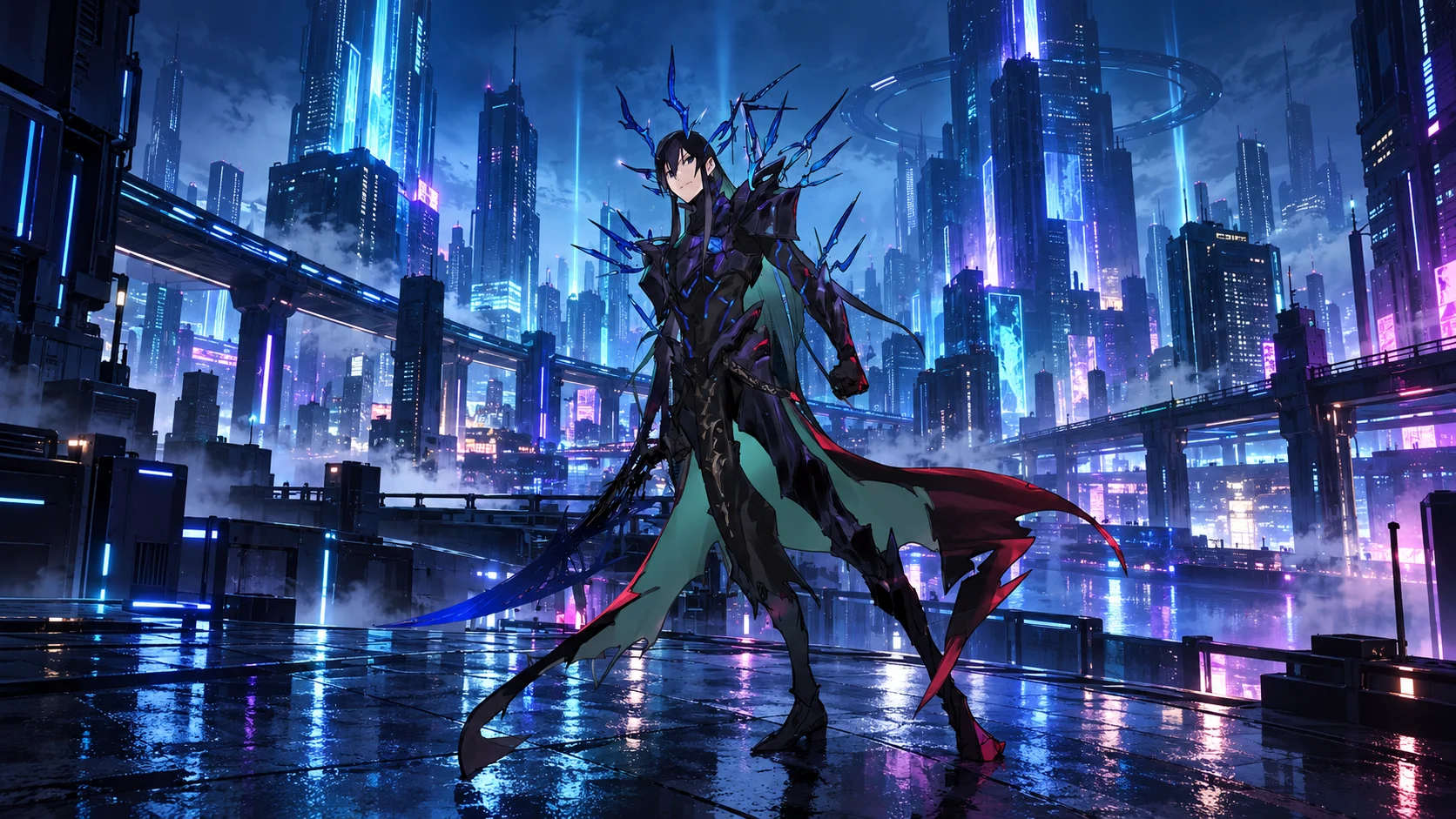 Demon Lord 2099 : illustration retouchée par intelligence artificielle, montage non officiel accompagnant l'annonce du dernier light novel