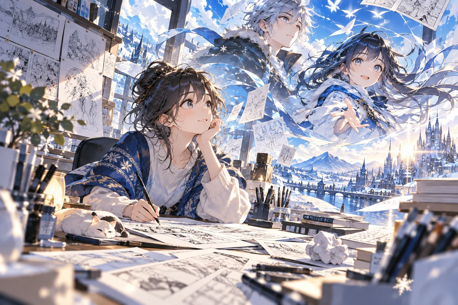 Illustration originale non officielle accompagnant l'annonce du manga Ao Sansan de Kana Ozawa