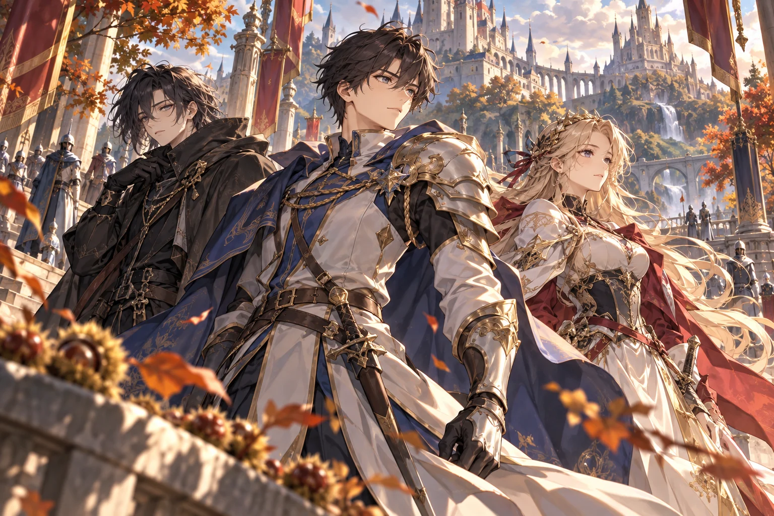 Illustration originale générée par IA pour l'article sur Johann et The Seven Knights of the Marronnier Kingdom, visuel non officiel