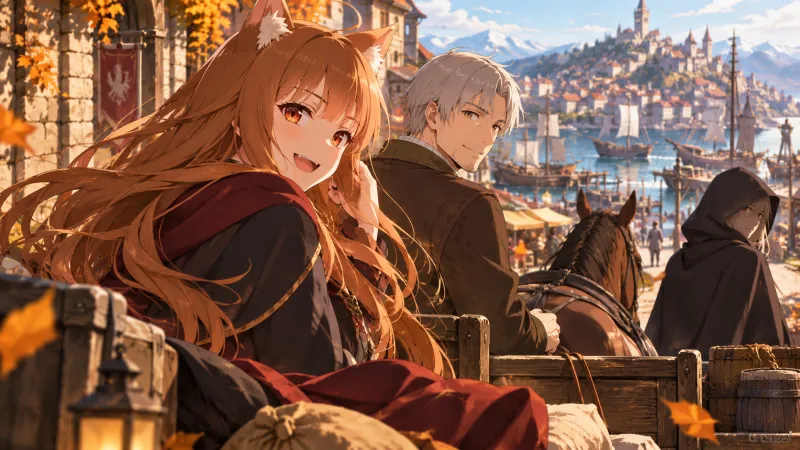 Holo et Kraft Lawrence en route vers une cité portuaire pour la saison 2 de Spice and Wolf