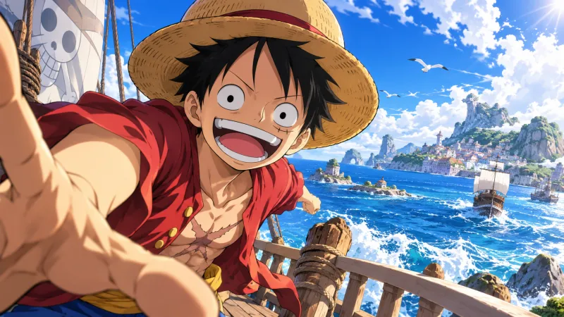 Monkey D. Luffy en mer pour illustrer le remake THE ONE PIECE de WIT Studio prévu sur Netflix en 2027